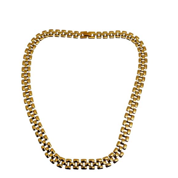 Gold Chain Necklace Classic Oval Link Statement Retro 80s Collar Choker Layered - Picture 5 of 6